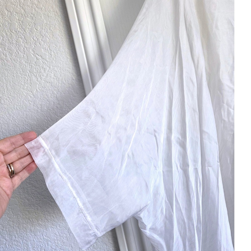 Meo Meli White Silk Blend Italia Poncho Top Made in Italy Layered Blouse OS - Picture 5 of 7
